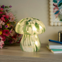 Lighting Collection Mushroom Green and White Marble Pattern Battery Powered LED Table Lamp - Size: 19 x 17 x 17cm - Wilko - thumbnail 3