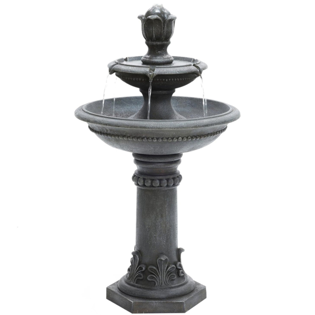Garden Gear 2 Tier LED Water Fountain - Size: 52 x 61 x 61cm - Grey - Wilko