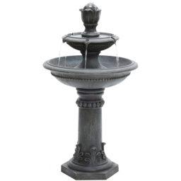 Garden Gear 2 Tier LED Water Fountain - Size: 52 x 61 x 61cm - Grey - Wilko