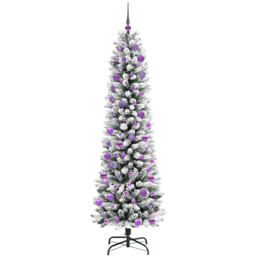 vidaXL Pre-Lit Warm White LED and Lilac Baubles White Artificial Christmas Tree with Stand 7.8ft - Wilko - thumbnail 5