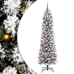 vidaXL Pre-Lit Warm White LED and Lilac Baubles White Artificial Christmas Tree with Stand 7.8ft - Wilko - thumbnail 3