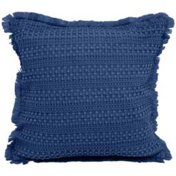 Velosso Waffle Fringed Navy Filled Cushion 43 x 43cm 2 Pack - Blue - Wilko