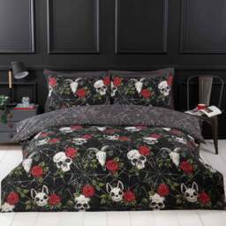 Rapport Home Skulls and Roses King Size Multicolour Microfibre Duvet Set - Wilko