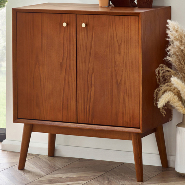 Julian Bowen Lowry 2 Door Cherry Ash Wood Small Sideboard - Grey - Wilko - image 1