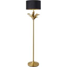 ValueLights Christina Black Velvet and Gold Palm Leaf Floor Lamp with Bulb - Size: 157.5 x 35 x 35cm - Wilko