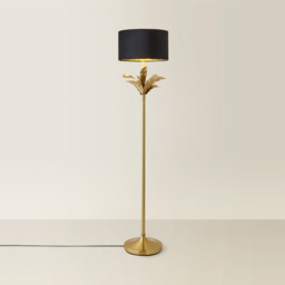 ValueLights Christina Black Velvet and Gold Palm Leaf Floor Lamp with Bulb - Size: 157.5 x 35 x 35cm - Wilko - thumbnail 6