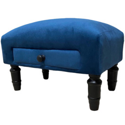 Acacia Home Single Drawer Blue Velvet Footstool - Size: 28 x 45 x 25cm - Wilko - thumbnail 3