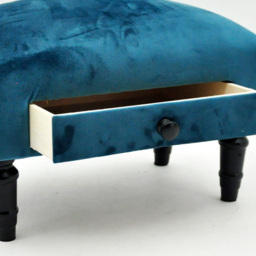 Acacia Home Single Drawer Blue Velvet Footstool - Size: 28 x 45 x 25cm - Wilko - thumbnail 4