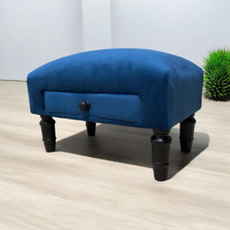 Acacia Home Single Drawer Blue Velvet Footstool - Size: 28 x 45 x 25cm - Wilko - thumbnail 5