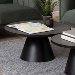 Florence Soli Round Black Ceramic Low Coffee Table - Size: 40 x 85.7 x 85.7cm - Furniture To Go - Wilko