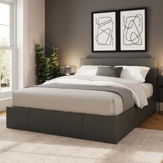 GFW Double Grey End Lift Ottoman Bed - Wilko - image 1