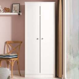 Crowndale Pembroke 2 Door Matt White Wardrobe Ready Assembled - White Matt - Wilko - thumbnail 1