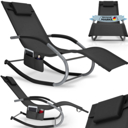 tectake Taya Black Rocking Sun Lounger - Size: 92 x 62 x 142cm - Wilko - thumbnail 3