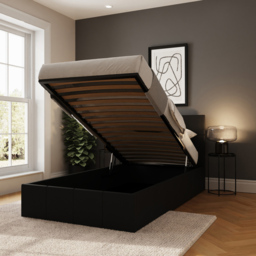 GFW Single Black Faux Leather End Lift Ottoman Bed with Bonnell Mattress - Wilko - thumbnail 7