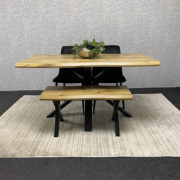 Kosy Koala 4 Seater Velvet Wooden Rectangle Dining Set with Bench Black - Multi - Wilko - thumbnail 6