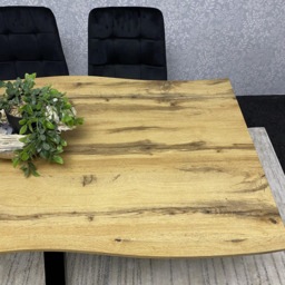 Kosy Koala 4 Seater Velvet Wooden Rectangle Dining Set with Bench Black - Multi - Wilko - thumbnail 4