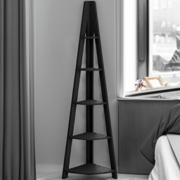 Tiva 5 Shelf Black Corner Ladder Bookshelf - LPD Home - Wilko - thumbnail 1