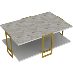 Decorotika Polka 2 Tier White Marble and Gold Coffee Table - Size: 36.6 x 91.5 x 61.5cm - Multi - Wilko - thumbnail 3