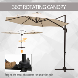 Outsunny Beige Cantilever Banana Parasol 3m - Cream - Wilko - thumbnail 5