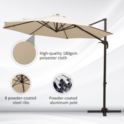 Outsunny Beige Cantilever Banana Parasol 3m - Cream - Wilko - thumbnail 7