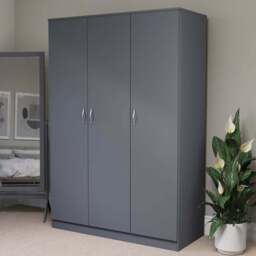 Vida Designs Riano 3 Door Grey Wardrobe - Wilko