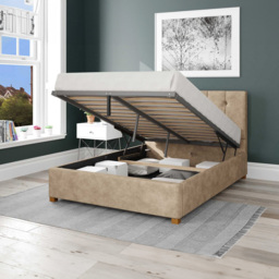Aspire Hepburn Small Double Beige Kimiyo Linen Ottoman Bed - Cream - Aspire Beds - Wilko - thumbnail 3