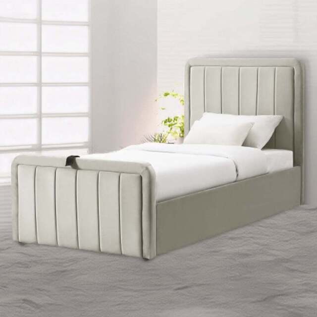 Comfy Living Single Cream Brushed Velvet Ottoman Bed Frame - Wilko - image 1