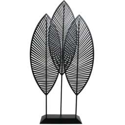 Black Layered Leaf Ornament - Size: 10.5 x 50 x 8.5 - Wilko