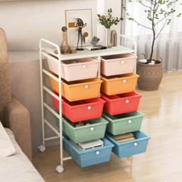 Costway 10 Drawer Colourful Storage Rolling Cart - Size: 65.5 x 37 x 87cm - Multi - Wilko - thumbnail 6