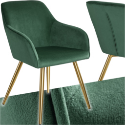 tectake Marilyn Dark Green and Gold Velvet Look Padded Accent Chair - Size: Single - Wilko - thumbnail 3