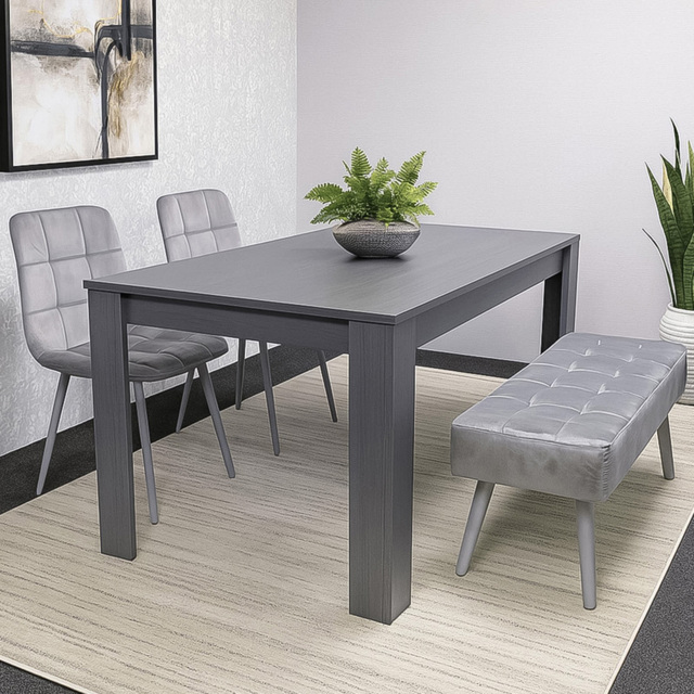 Kosy Koala 4 Seater Dining Set with Bench Dark Grey and Grey Velvet - Multi - Wilko - image 1