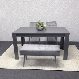 Kosy Koala 4 Seater Dining Set with Bench Dark Grey and Grey Velvet - Multi - Wilko - thumbnail 6