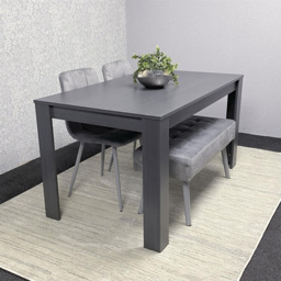Kosy Koala 4 Seater Dining Set with Bench Dark Grey and Grey Velvet - Multi - Wilko - thumbnail 4