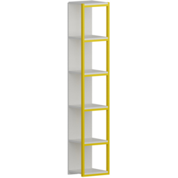 Decorotika Texas 5 Shelf White and Yellow Bookshelf - Size: 180 x 30 x 30cm - Multi - Wilko - thumbnail 3