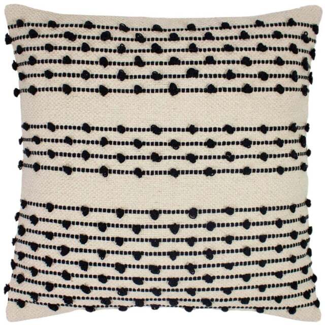 furn. Moss Natural and Black Woven Cushion - Size: 45 x 45 cm - Multi - Wilko - image 1
