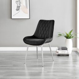 Furniturebox Copeland Cesano Marble Effect 6 Seater Dining Set White Black and Chrome - Wilko - thumbnail 4