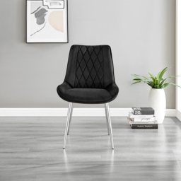 Furniturebox Copeland Cesano Marble Effect 6 Seater Dining Set White Black and Chrome - Wilko - thumbnail 5