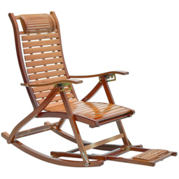 Living and Home Bamboo Foldable Rocking Chair Recliner - Size: 108 x 47 x 95cm - Brown - Wilko - thumbnail 3
