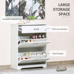 HOMCOM 3 Drawer White Tipping Shoe Cabinet - Wilko - thumbnail 6
