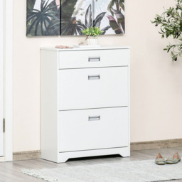 HOMCOM 3 Drawer White Tipping Shoe Cabinet - Wilko - thumbnail 5