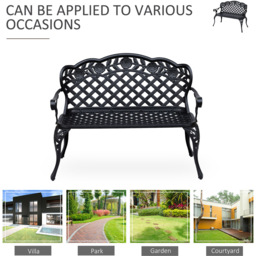 Outsunny 2 Seater Black Garden Bench - Wilko - thumbnail 7