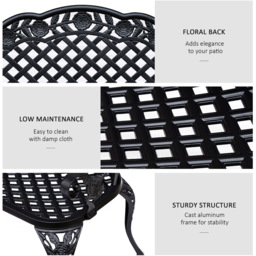 Outsunny 2 Seater Black Garden Bench - Wilko - thumbnail 6