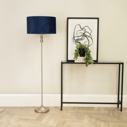 ValueLights Maggie Navy Blue Velvet Shade Brushed Chrome Candlestick LED Floor Lamp - Silver - Wilko - thumbnail 4