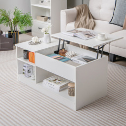 Costway Single Door Single Shelf White Lift Up Top Coffee Table - Size: 108 x 60 x 19cm - Wilko - thumbnail 5