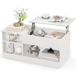 Costway Single Door Single Shelf White Lift Up Top Coffee Table - Size: 108 x 60 x 19cm - Wilko - thumbnail 3