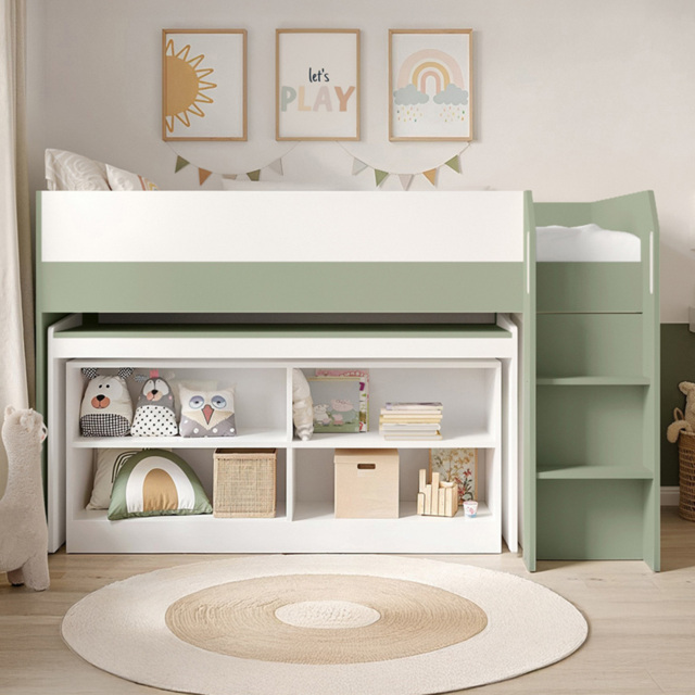 Flair Aiden Single Olive Green Cabin Bed Mid Sleeper - Wilko - image 1