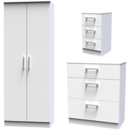 Crowndale Devon 3 Piece White Matt Bedroom Furniture Set - Wilko - thumbnail 3