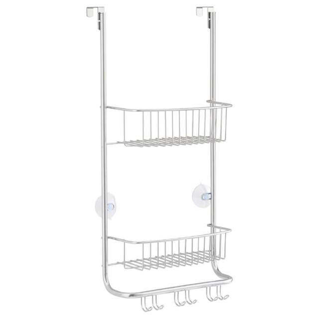 House of Home 2-Tier Over Door Shower Caddy - Size: 65 x 30.5 x 16.5cm - Silver - Wilko - image 1