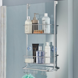 House of Home 2-Tier Over Door Shower Caddy - Size: 65 x 30.5 x 16.5cm - Silver - Wilko - thumbnail 3