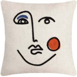 furn. Cleo Ginger Navy Linear Woven Cushion - Size: 45 x 45cm - Multi - Wilko - thumbnail 1